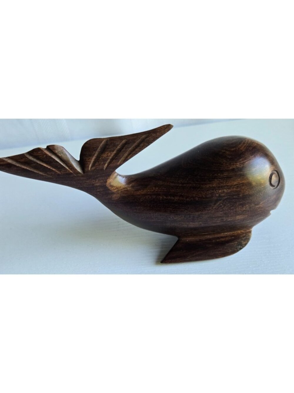 Wooden Whale Figurine Hand Carved Wood Ocean Nautical Sculpture